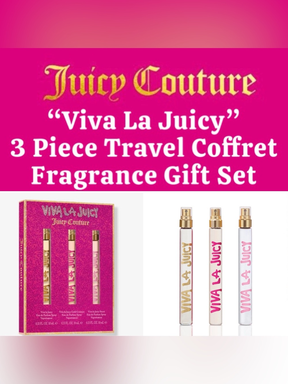 Juicy Couture - “Viva La Juicy” 3 Piece Travel Coffret Fragrance Gift Set - NEW